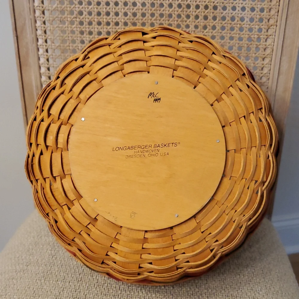 Longaberger 1999 Holiday Hostess Pinecone Basket with Divided Protector Set